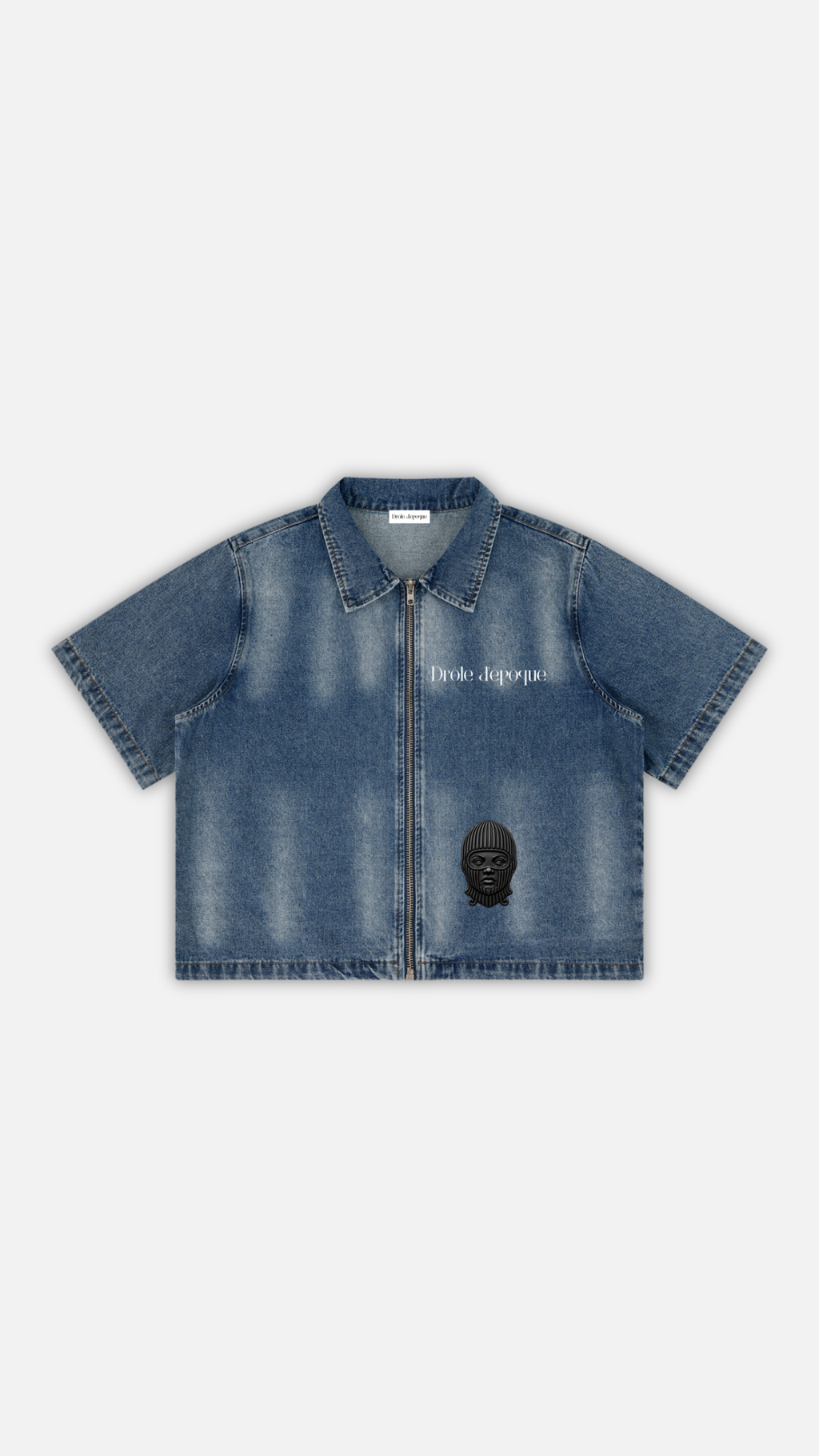 Unisex Vintage Washed Full-Zip Denim Shirt