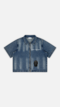 Unisex Vintage Washed Full-Zip Denim Shirt