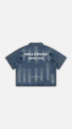 Unisex Vintage Washed Full-Zip Denim Shirt
