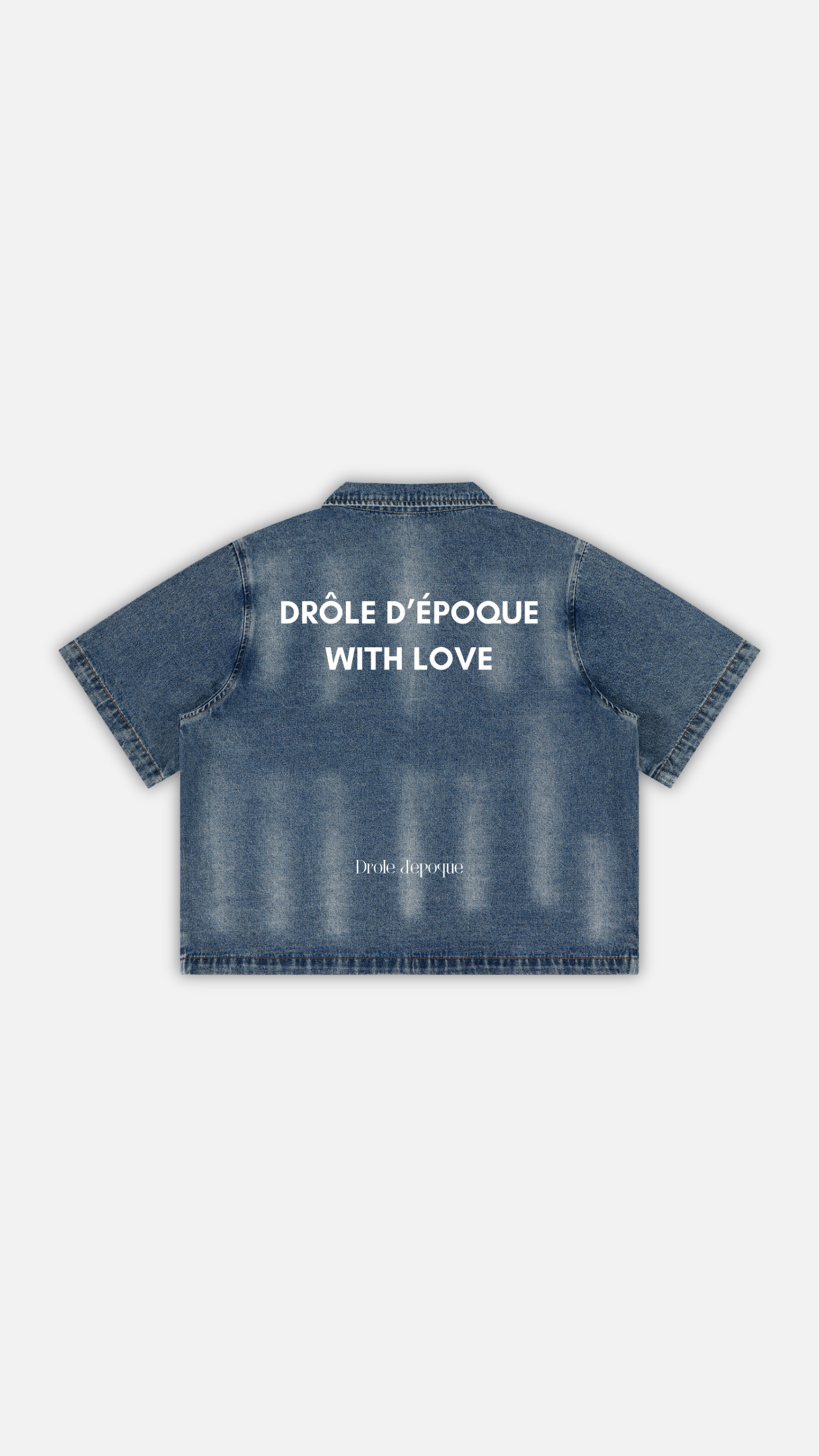 Unisex Vintage Washed Full-Zip Denim Shirt