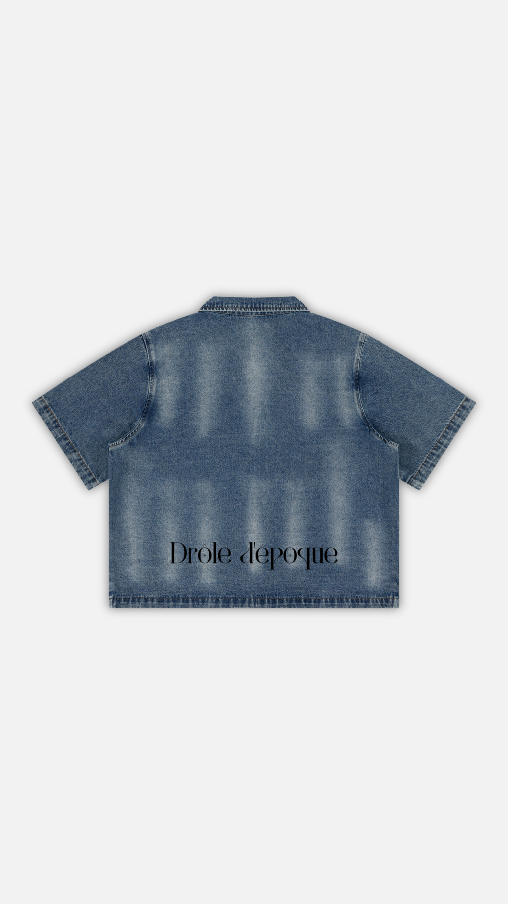 Unisex Vintage Washed Full-Zip Denim Shirt