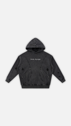 Snow Washed Distressed Panel Pocket Hoodie
