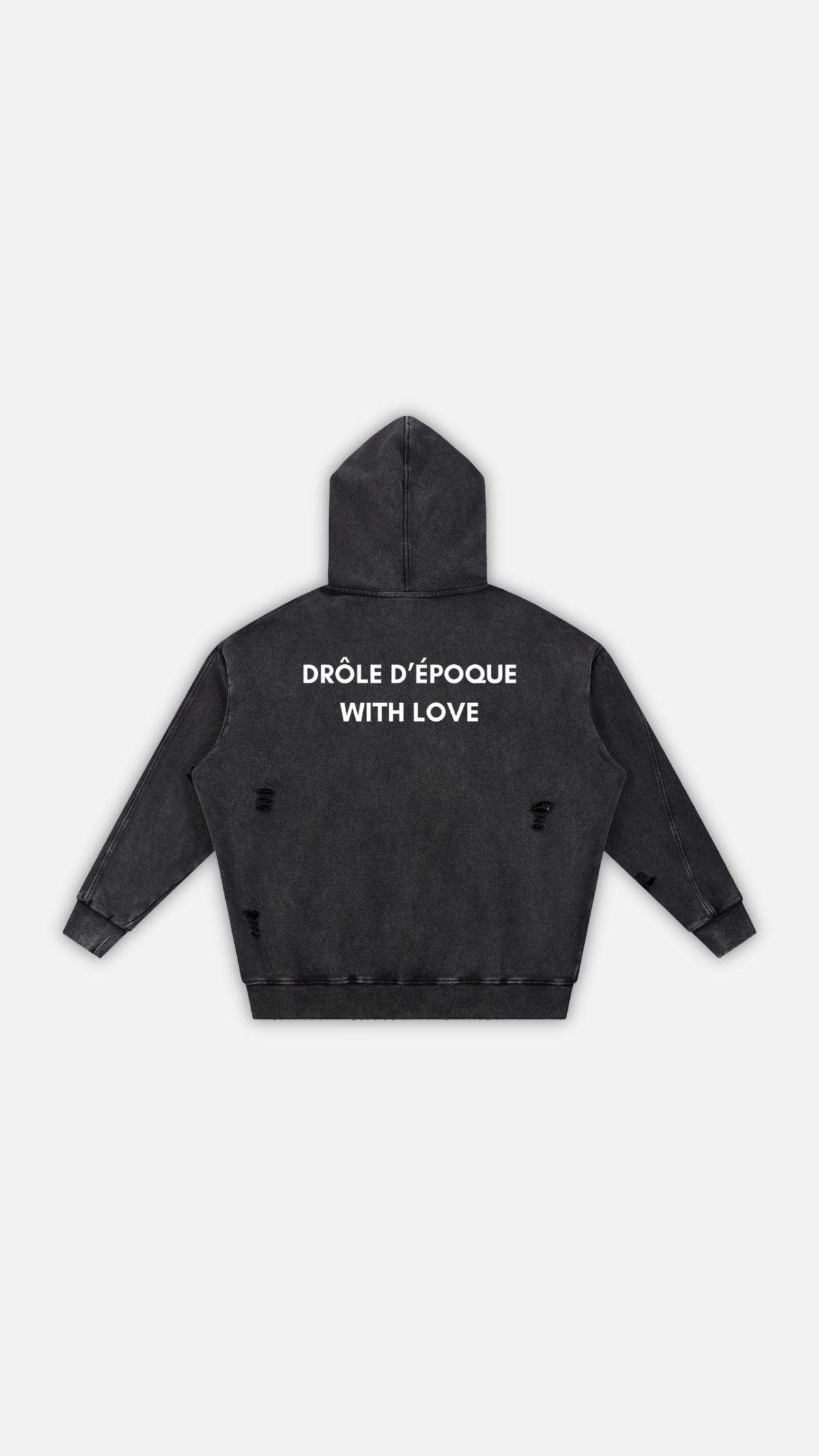 Snow Washed Distressed Panel Pocket Hoodie