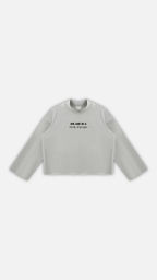 Unisex Mock Neck Raw Edge Boxy Sweatshirt