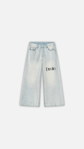 Men's Vintage Wash Wide Leg Denim Jeans