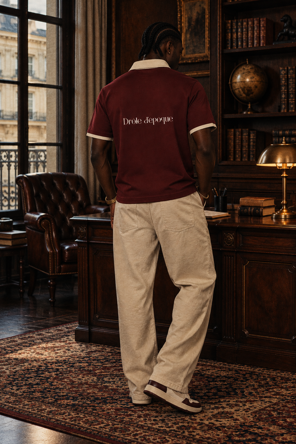 Contrast Collar Raglan Polo Shirt