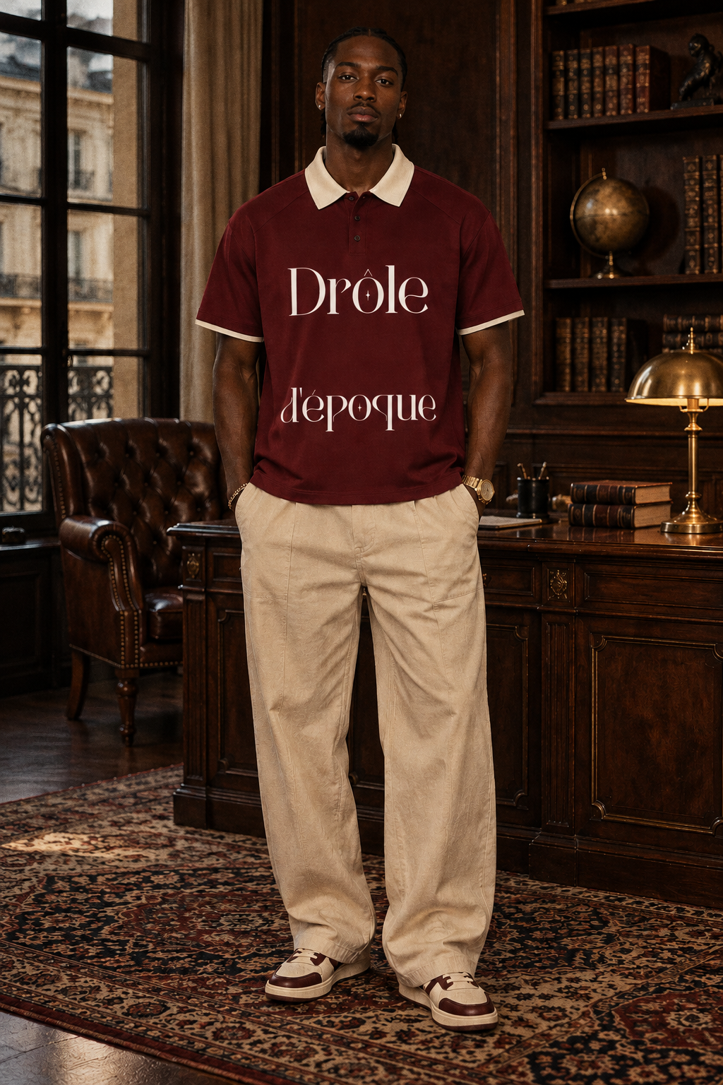 Contrast Collar Raglan Polo Shirt